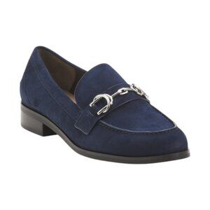 STUART WEITZMAN Blue Suede Owen Buckle Loafers